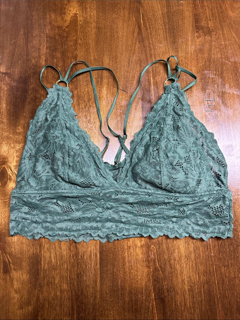 aerie Olive Green Lace Bralette with Strappy Back